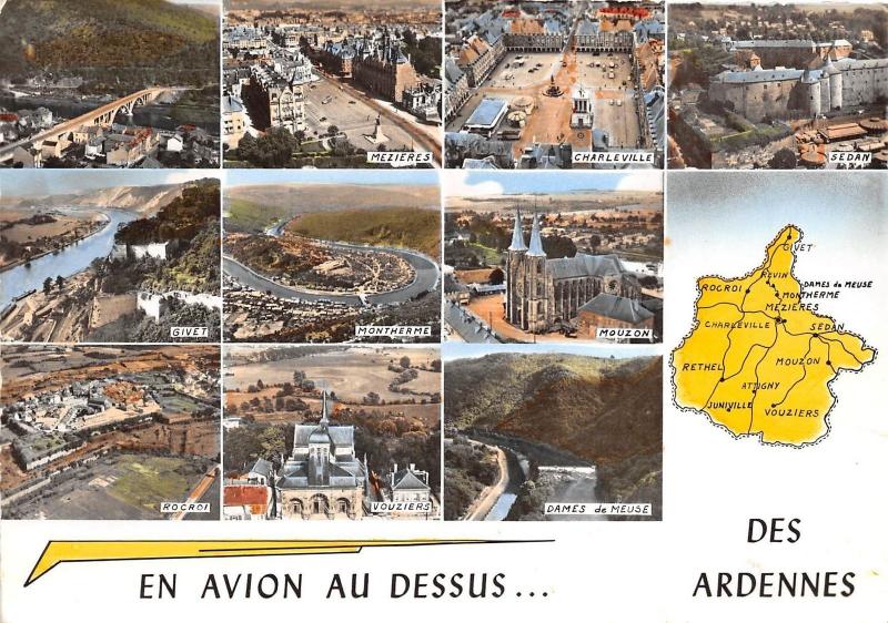 BR7304 En avion au dessus des Ardennes map cartes geographiques  france