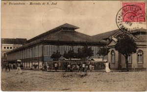 PC CPA BRAZIL, PERNAMBUCO, MERCADO DE S. JOSÉ, VINTAGE POSTCARD (b11470)