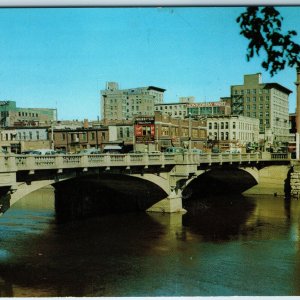 c1950s Cedar Rapids, IA Downtown Linn County Court House River Skyline PC A237