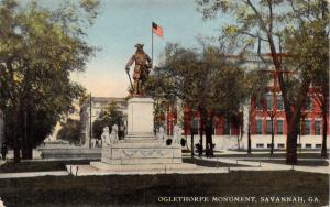 SAVANNAH GEORGIA~OGLETHORPE MONUMENT POSTCARD-1910s