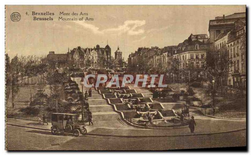 Old Postcard Brussels Mont des Arts Automotive