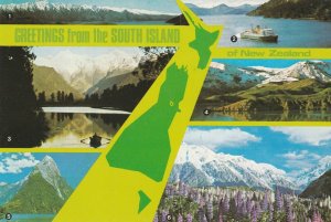 GREETINGS FROM THE SOUTH ISLAND OF NEW ZEALAND - Vintage POSTCARD