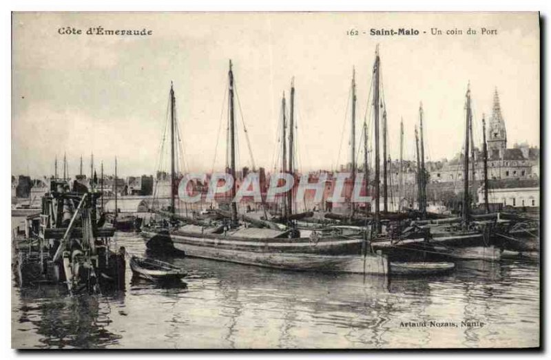 Old Postcard Emerald Coast Saint Malo A corner Yacht Harbor