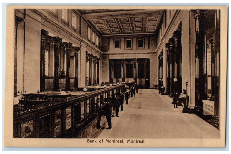 c1940's Bank of Montreal, Montreal Quebec Canada Interior Vintage Postcard