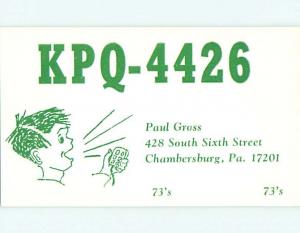 comic - QSL HAM RADIO CARD Chambersburg Pennsylvania PA t0804