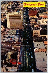 Vtg California CA Hollywood Boulevard From Helicopter Street View Postcard