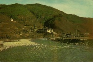 bhutan, PARO སྤ་རོ་, Rinpung Dzong Buddhist Monastery (1960s) Postcard 