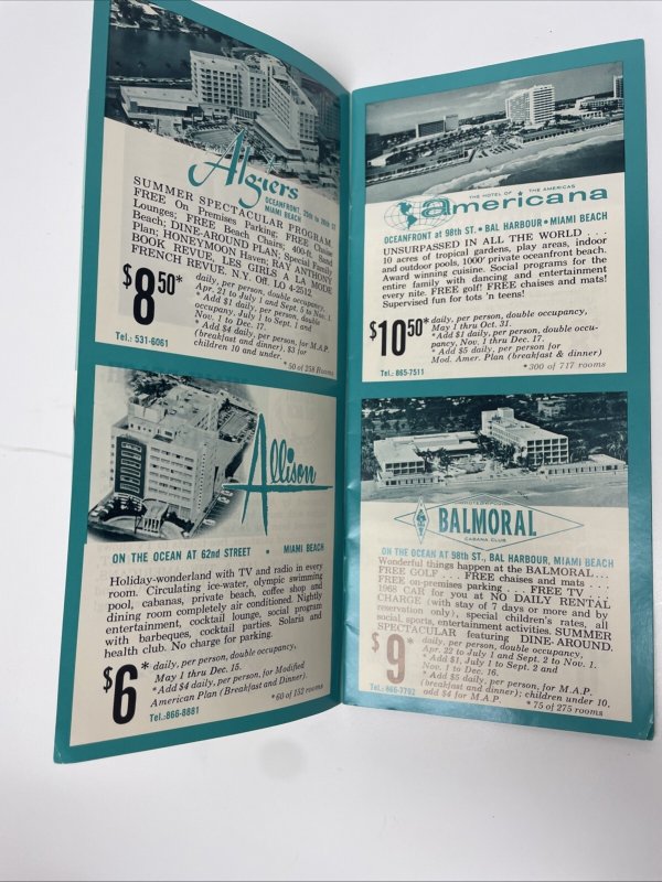 Miami Beach Hotel & Motel Directory, Summer 1968