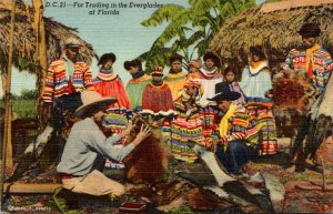 Seminole Indians Fur Trading In The Everglades Of Florida Curteich