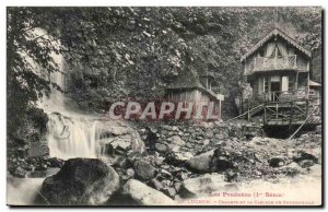 Old Postcard Luchon Cottages and waterfall Sourbouille