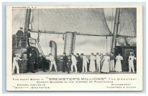 1906 Brewster's Millions Yacht Scene Broadway Play Postcard Edward Abeles