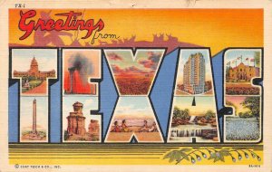 GREETINGS FROM TEXAS LARGE LETTER CURT TEICH POSTCARD (c. 1940s)