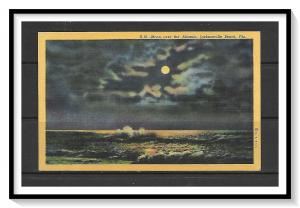 Florida, Jacksonville Beach - Moon Over The Atlantic - [FL-025]