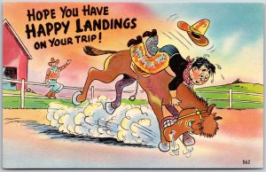 Crushed By The Bull Ride Cowboy Funny Moments Comic Card Postcard