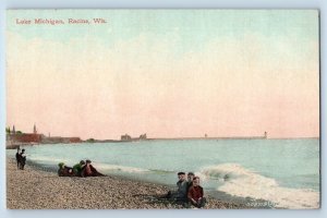 Racine Wisconsin Postcard Lake Michigan Beach Exterior View 1910 Vintage Antique