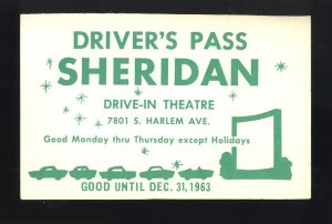 1963 Sheridan Drive-In Theatre Driver's Pass, Bridgeview, Illinois/IL