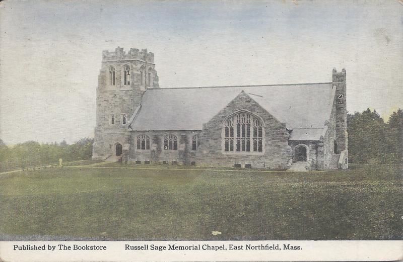 Russell Sage Memorial Chapel, East Northfield, MA, Early Postcard, Used  in 1925