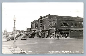 WORTHINGTON MN TENTH STREET & 4th AVENUE VINTAGE REAL PHOTO POSTCARD RPPC