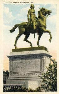 Classic Baltimore, Maryland/MD Postcard, Lafayette Statue