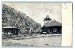 1911 B & O Depot Bridge Train Railroad Harper's Ferry WV Posted Antique Postcard 