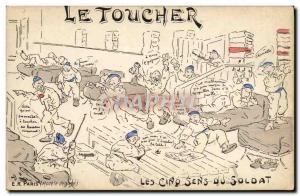 Old Postcard Militaria Touch The five senses soldier