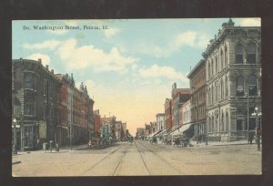 PEORIA ILLINOIS DOWNTOWN WASHINGTON STREET SCENE STORES VINTAGE POSTCARD