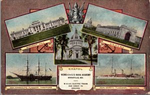Postcard Multiple Views U.S. Naval Academy in Annapolis, Maryland