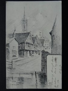 Hertfordshire BISHOPS STORTFORD Bridge Street - artist C. Healey c1907 Postcard