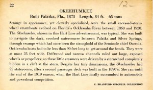 Advertising Card - 1890 Season, H.L. Hart's Ocklawaha River Steamers, Palatka...