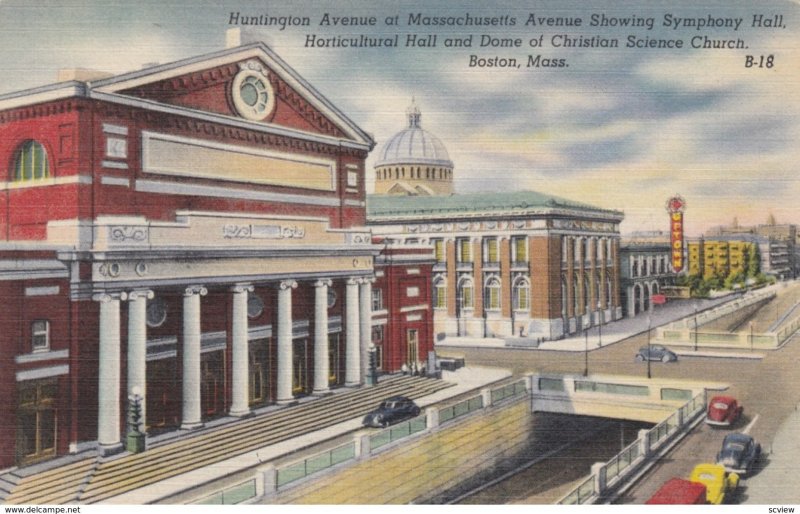 BOSTON, MA, 1930-40s; Huntington & Massachusetts Aves., Symphony & Horticultu...