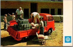 1960s Volkswagen VW BUS Automobile Advertising Postcard / Construction Scene 