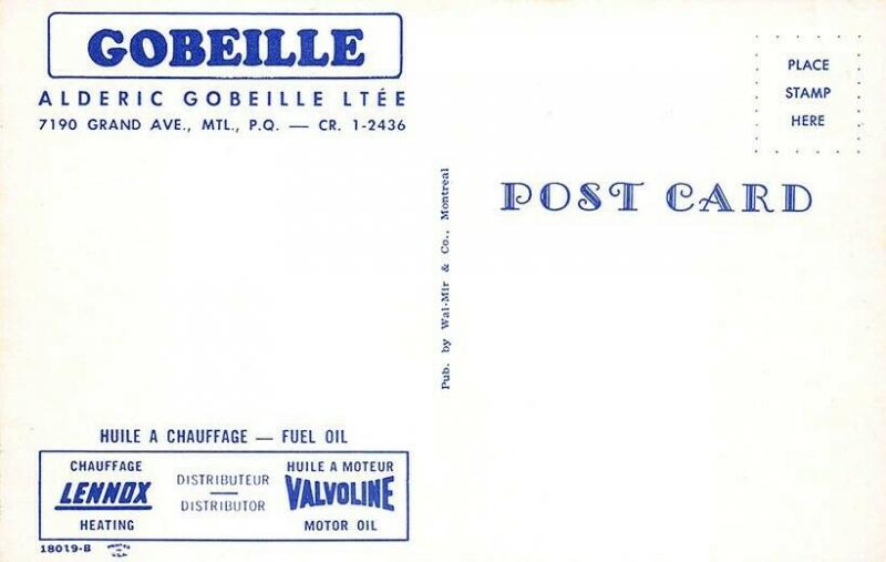 Montreal Canada Gobeille Lennox Heating Valvoline Motor Oil Trucks Postcard