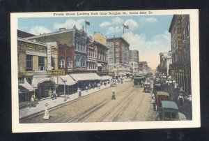 SIOUX CITY IOWA DOWNTOWN FOURTH STREET SCENE VINTAGE POSTCARD STORES