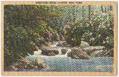 Greetings From Hunter NY 1951 -linen-