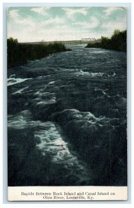 c1910 Rapids Between Rock Island and Canal Island, Louisville KY Postcard 