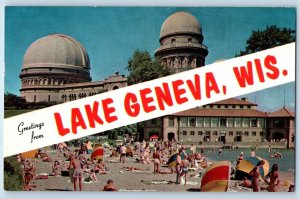 c1950's Greetings From Lake Geneva Multiview Wisconsin Correspondence Postcard