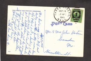 MA Three Rivers Postmarked Mountains 1941 Mass Massachusetts Linen Postcard PC