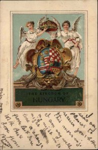 Tuck Hungary Heraldic Shield Emblem Angels c1910 Vintage Postcard