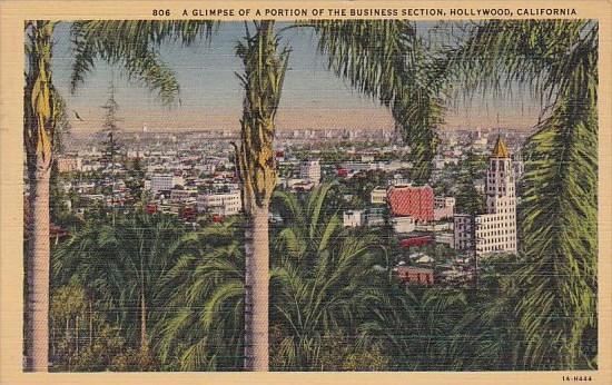 California Hollywood A Glimpse Of A Portion Of The Business Section 1942