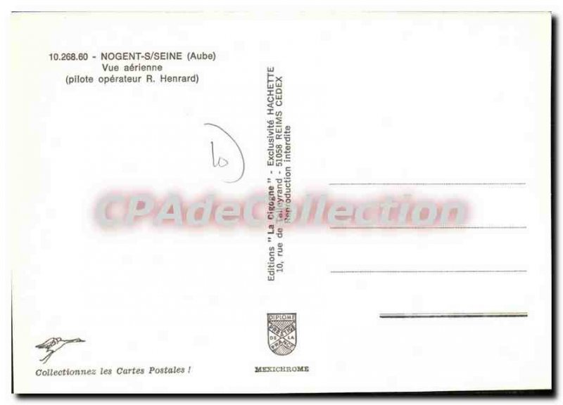 Old Postcard Nogent S Seine Aube Aerial view