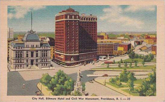 Rhode Island Providence City Hall Biltmore Hotel And Civil War Monument
