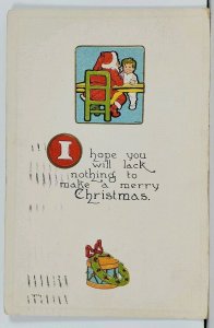 Christmas Santa with Child Embossed 1913 Rochester to Menomonee Postcard L15