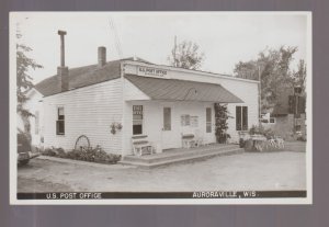 Auroraville WISCONSIN RPPC 1953 POST OFFICE Store nr Berlin Redgranite TINY!  KB