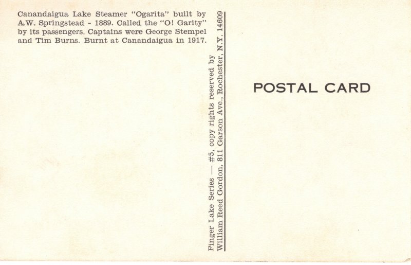 US    PC5439 CANANDAIGUA LAKE STEAMER, OGARITA