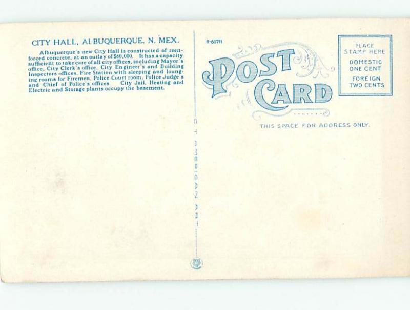 Unused W-Border CITY HALL SCENE Albuquerque New Mexico NM hs5953