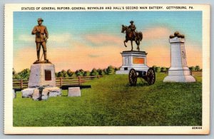 Civil War  Gettysburg  Pennsylvania  General Buford, Reynolds & Hall    Postcard
