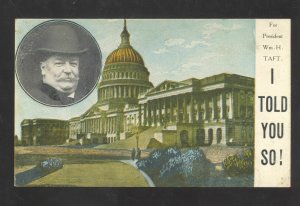 1908 WILLIAM H TAFT US PRESIDENT POLITICAL ADVERTISING VINTAGE POSTCARD