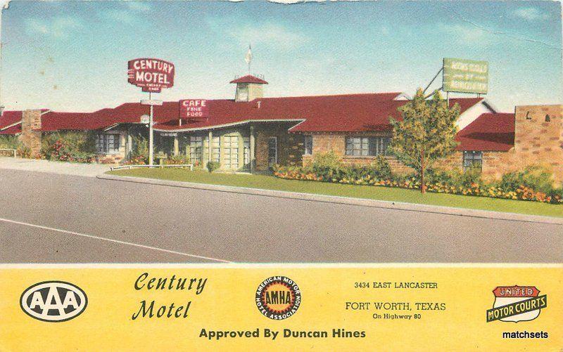 1940s Ft Worth Texas Century Motel Roadside MWM postcard 10512