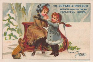 Gowans & Stover's Heathful Soaps, Early Trade Card, Size: 74 mm x 109 mm