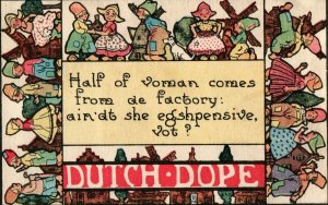 Circa 1910 Cute Dutch Kids Dope Dialect Voman Comes From Holland Postcard P16